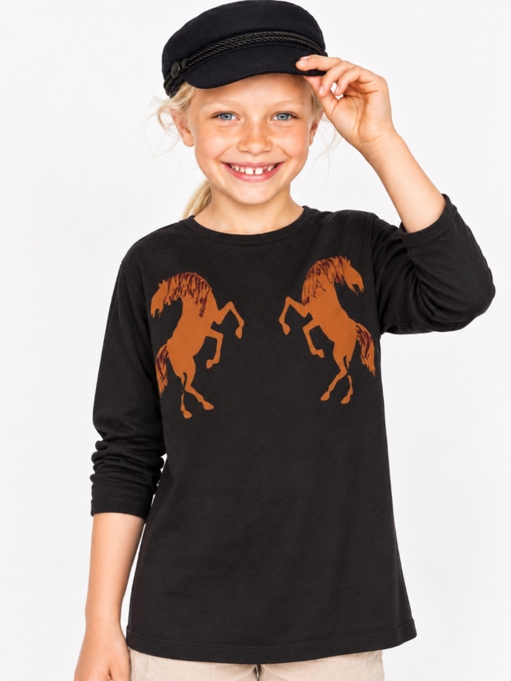 Zara girls dark gray horse print shirt